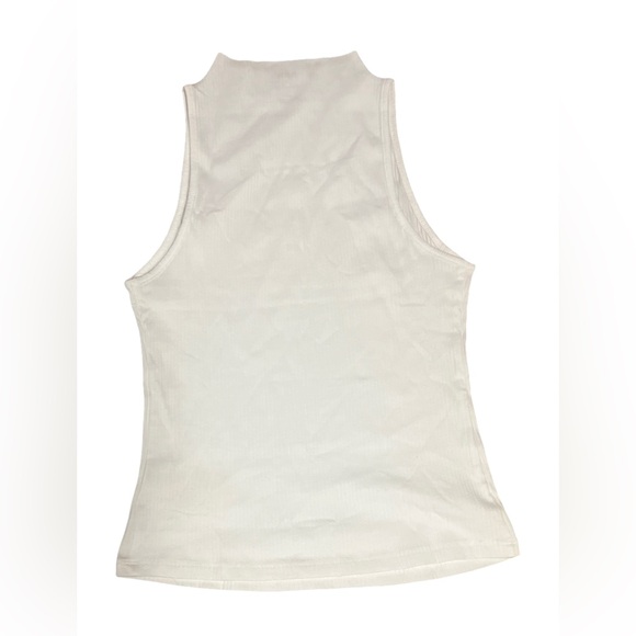 Anthropologie NWOT Maeve White Ribbed High Neck Tank Top - Picture 3 of 6